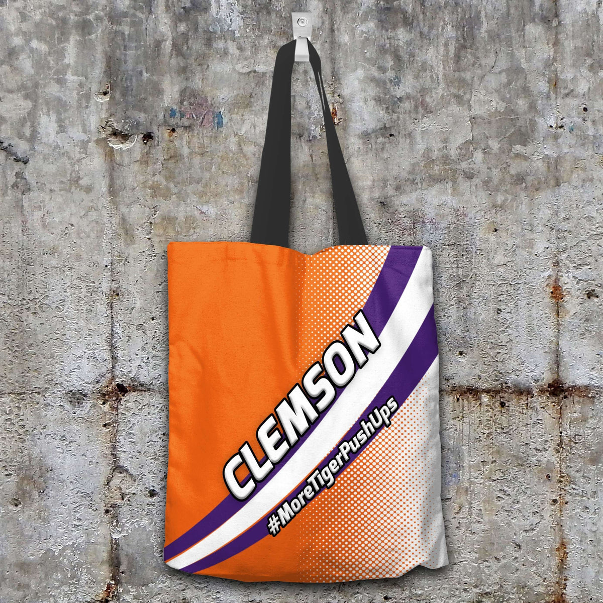 Designs by MyUtopia Shout Out:#MoreTigerPushUps Clemson Fan Fabric Totebag Reusable Shopping Tote