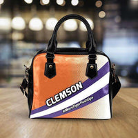 Load image into Gallery viewer, Designs by MyUtopia Shout Out:#MoreTigerPushUps Clemson Fan Faux Leather Handbag with Shoulder Strap
