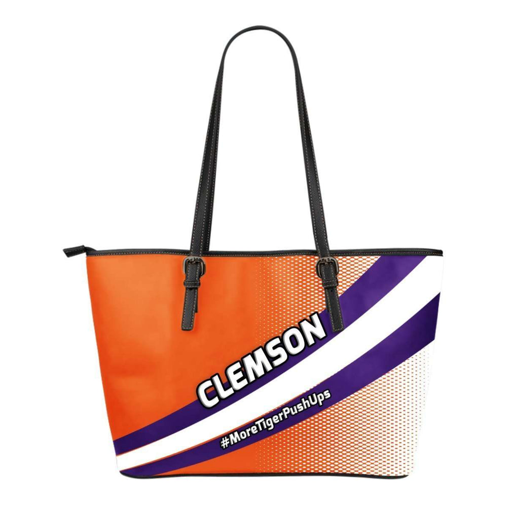 Designs by MyUtopia Shout Out:#MoreTigerPushUps Clemson Fan Faux Leather Totebag Purse - Medium