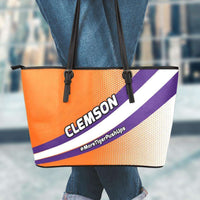 Load image into Gallery viewer, Designs by MyUtopia Shout Out:#MoreTigerPushUps Clemson Fan Faux Leather Totebag Purse
