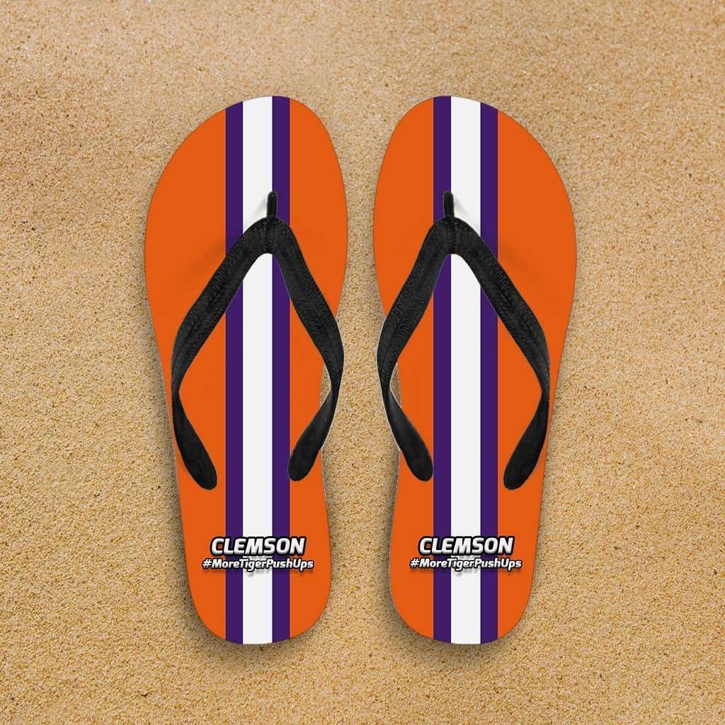 Designs by MyUtopia Shout Out:#MoreTigerPushUps Clemson Fan Flip Flops