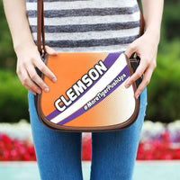 Load image into Gallery viewer, Designs by MyUtopia Shout Out:#MoreTigerPushUps Clemson Fan Saddlebag Style Canvas Crossbody Purse
