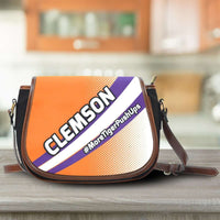 Load image into Gallery viewer, Designs by MyUtopia Shout Out:#MoreTigerPushUps Clemson Fan Saddlebag Style Canvas Crossbody Purse
