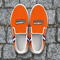 Load image into Gallery viewer, Designs by MyUtopia Shout Out:#MoreTigerPushUps Clemson Fan Slip-on Sneakers
