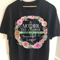Load image into Gallery viewer, Designs by MyUtopia Shout Out:Mother Is Like A Flower Adult Unisex T-Shirt,S / Black,Adult Unisex T-Shirt
