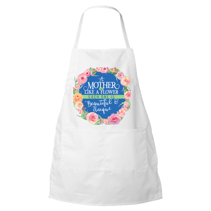 Designs by MyUtopia Shout Out:Mother Is Like A Flower Apron,White,Apron