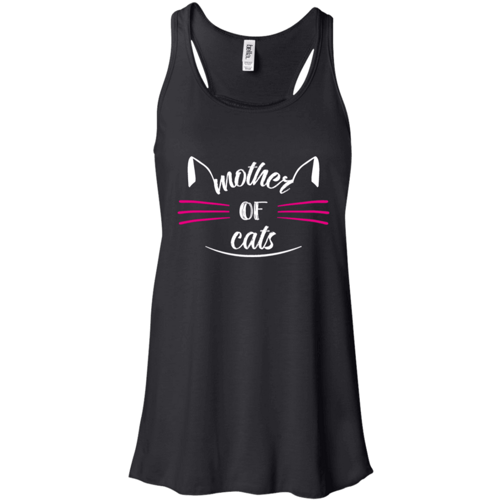 Designs by MyUtopia Shout Out:Mother of Cats Bella + Canvas Flowy Racerback Tank,Black / X-Small,Tank Tops