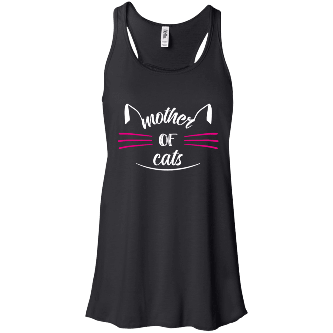 Designs by MyUtopia Shout Out:Mother of Cats Bella + Canvas Flowy Racerback Tank,Black / X-Small,Tank Tops