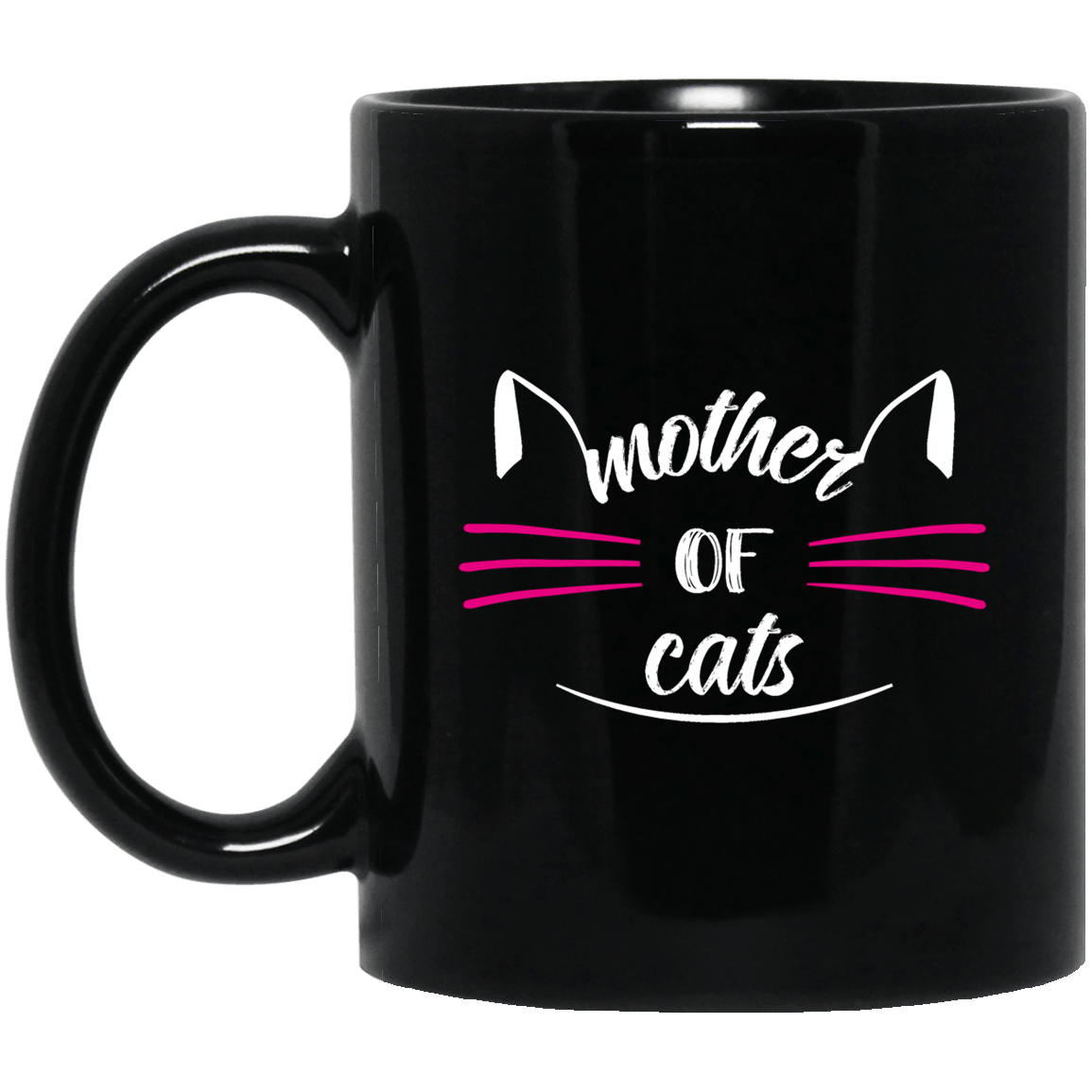 Designs by MyUtopia Shout Out:Mother of Cats Ceramic Coffee Mug - Black,Black / 11 oz,Ceramic Coffee Mug