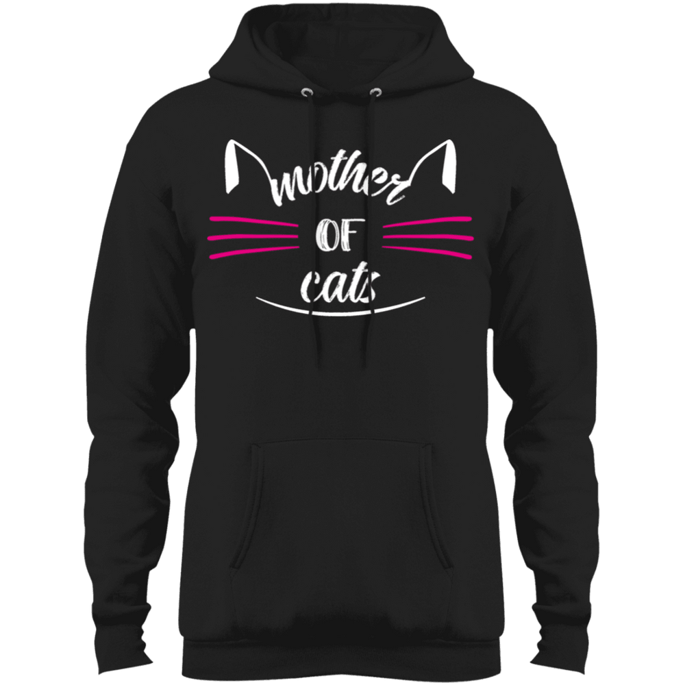 Designs by MyUtopia Shout Out:Mother of Cats Core Fleece Pullover Hoodie,Jet Black / S,Sweatshirts