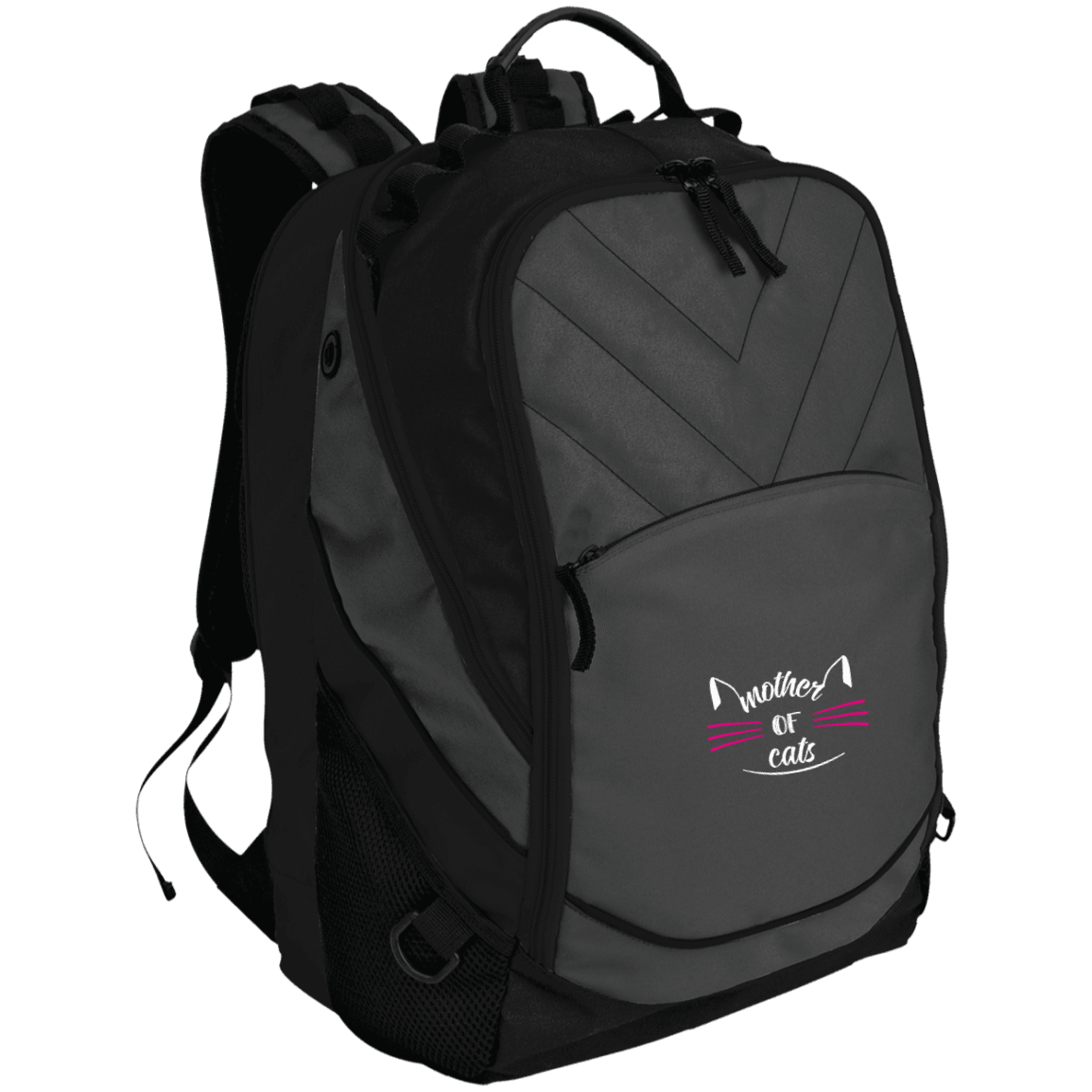 Designs by MyUtopia Shout Out:Mother of Cats Embroidered Laptop Computer Backpack,Dark Charcoal/Black / One Size,Backpacks