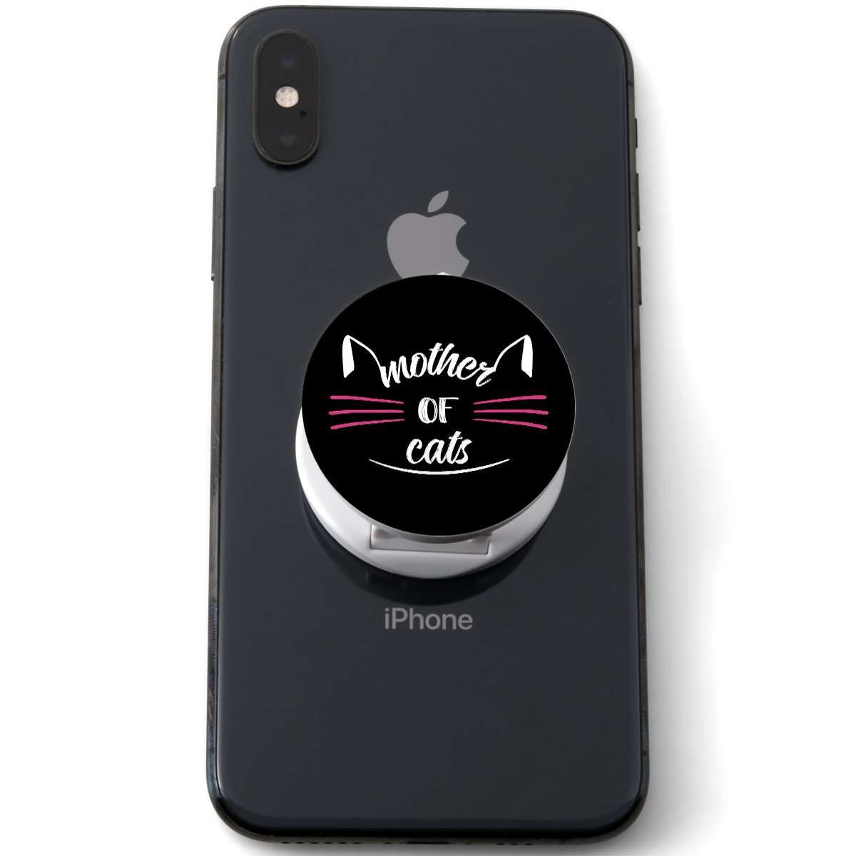 Designs by MyUtopia Shout Out:Mother of Cats Hinged Pop-out Phone Grip and Stand for Smartphones and Tablets
