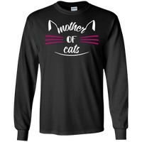 Load image into Gallery viewer, Designs by MyUtopia Shout Out:Mother of Cats Long Sleeve Ultra Cotton T-Shirt,S / Black,Long Sleeve T-Shirts
