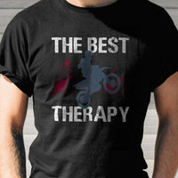 Load image into Gallery viewer, Designs by MyUtopia Shout Out:Motorcycle - The Best Therapy Adult Unisex Black T-Shirt
