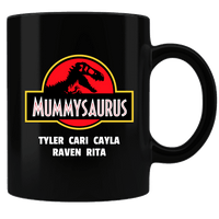 Load image into Gallery viewer, Designs by MyUtopia Shout Out:Mummysaurus Personalized Black Coffee Mug
