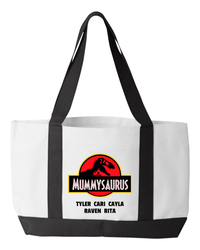 Load image into Gallery viewer, Designs by MyUtopia Shout Out:Mummysaurus Personalized Canvas Totebag Gym / Beach / Pool Gear Bag
