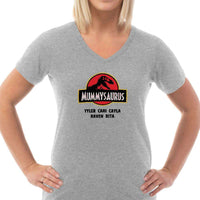 Load image into Gallery viewer, Designs by MyUtopia Shout Out:Mummysaurus Personalized Ladies V Neck Tee
