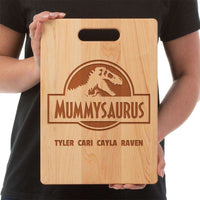 Load image into Gallery viewer, Designs by MyUtopia Shout Out:Mummysaurus Personalized Maple Laser Engraved Cutting Board
