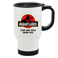 Load image into Gallery viewer, Designs by MyUtopia Shout Out:Mummysaurus Personalized with Kid&#39;s Names Travel Mug
