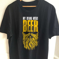 Load image into Gallery viewer, Designs by MyUtopia Shout Out:My Beard Needs Beer Drinking Humor Unisex T-Shirt,S / Black,Adult Unisex T-Shirt
