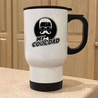 Load image into Gallery viewer, Designs by MyUtopia Shout Out:My Cool Dad Stainless Steel Travel Coffee Mug w. Twist Close Lid,White / 14 oz,Travel Mug
