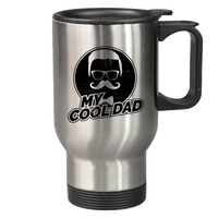 Load image into Gallery viewer, Designs by MyUtopia Shout Out:My Cool Dad Stainless Steel Travel Coffee Mug w. Twist Close Lid,Stainless / 14 oz,Travel Mug
