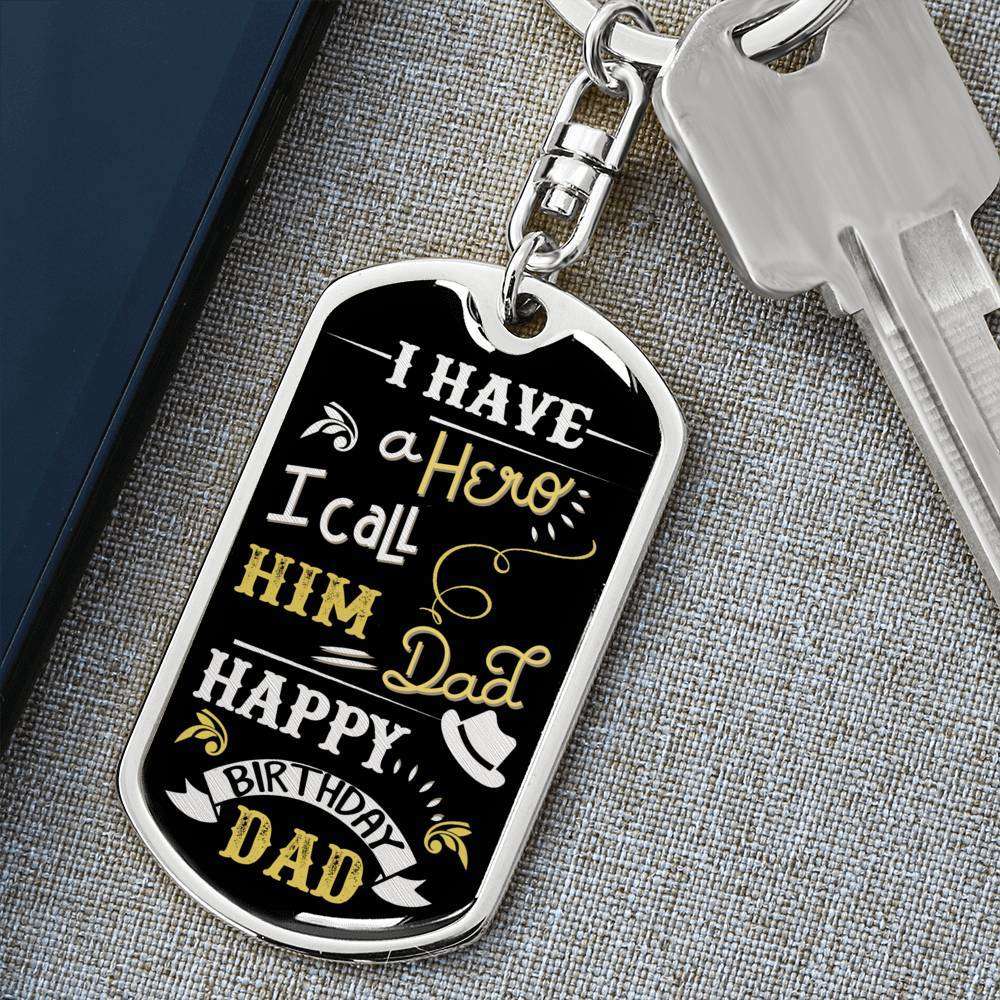 Designs by MyUtopia Shout Out:My Dad is my Hero, Birthday gift for Dad Keepsake Keychain