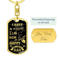 Load image into Gallery viewer, Designs by MyUtopia Shout Out:My Dad is my Hero, Birthday gift for Dad Keepsake Keychain,18k Gold Finish / Yes,Liquid Glass Keychain
