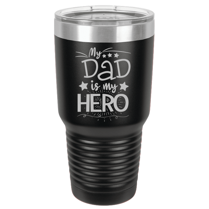 Designs by MyUtopia Shout Out:My Dad My Hero Engraved Polar Camel 30 oz Engraved Insulated Double Wall Steel Tumbler Travel Mug,Black,Polar Camel Tumbler