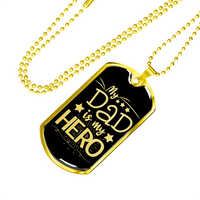 Load image into Gallery viewer, Designs by MyUtopia Shout Out:My Dad My Hero Personalized Engravable Keepsake Dog Tag,Gold / No,Dog Tag Necklace
