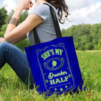 Load image into Gallery viewer, Designs by MyUtopia Shout Out:My Drunker Half Fabric Totebag Reusable Shopping Tote
