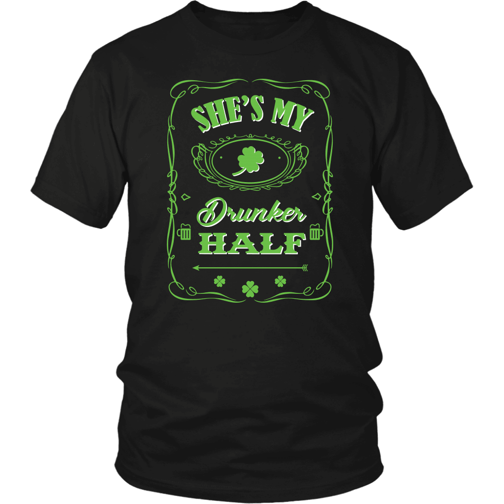 Designs by MyUtopia Shout Out:My Drunker Half T-shirt,Black / S,Adult Unisex T-Shirt