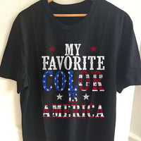 Load image into Gallery viewer, Designs by MyUtopia Shout Out:My Favorite Color Is America Adult Unisex T-Shirt,S / Black,Adult Unisex T-Shirt
