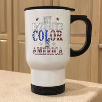 Load image into Gallery viewer, Designs by MyUtopia Shout Out:My Favorite Color Is America Stainless Steel Travel Coffee Mug w. Twist Close Lid,White / 14 oz,Travel Mug
