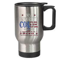 Load image into Gallery viewer, Designs by MyUtopia Shout Out:My Favorite Color Is America Stainless Steel Travel Coffee Mug w. Twist Close Lid,Stainless / 14 oz,Travel Mug
