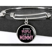 Load image into Gallery viewer, Designs by MyUtopia Shout Out:My Favorite People Call Me Mommy Engravable Keepsake Bangle Round Bracelet - Black,Silver / No,Bracelets
