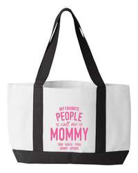 Load image into Gallery viewer, Designs by MyUtopia Shout Out:My Favorite People Call Me Mommy Personalized Canvas Totebag Gym / Beach / Pool Gear Bag
