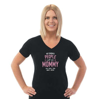 Load image into Gallery viewer, Designs by MyUtopia Shout Out:My Favorite People Call Me Mommy Personalized Ladies V Neck Tee
