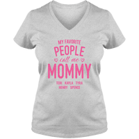 Load image into Gallery viewer, Designs by MyUtopia Shout Out:My Favorite People Call Me Mommy Personalized Ladies V Neck Tee,Athletic Heather / S,Ladies T-Shirts
