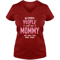 Load image into Gallery viewer, Designs by MyUtopia Shout Out:My Favorite People Call Me Mommy Personalized Ladies V Neck Tee,True Red / S,Ladies T-Shirts
