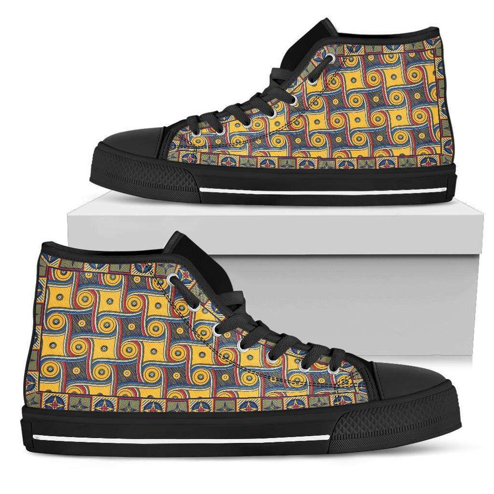 Designs by MyUtopia Shout Out:My Happy Place Galifrey One Carpet Canvas Hightop Shoes,Womens High Top - Black - Mhp / US5.5 (EU36),High Top Sneakers
