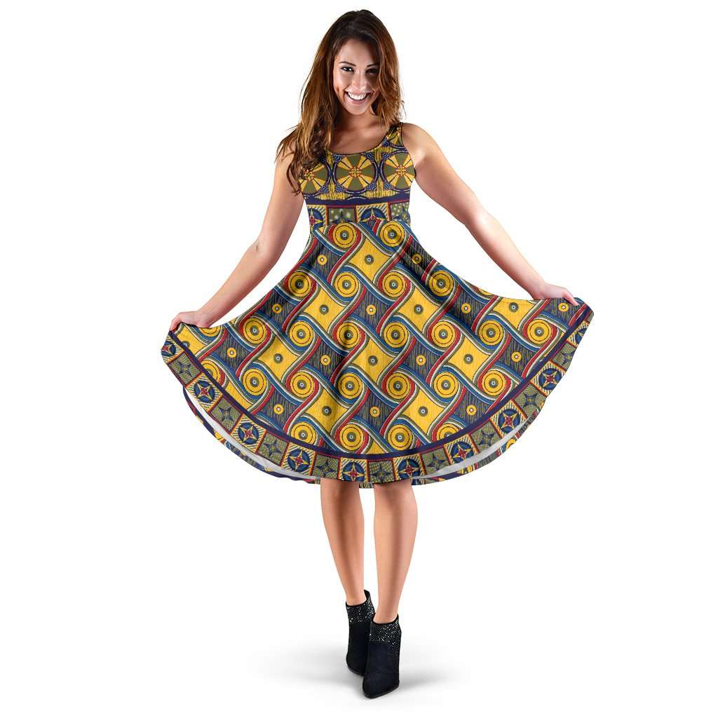 Designs by MyUtopia Shout Out:My Happy Place Gallifrey One Carpet Midi Dress,XS / Multi,Mid Length Dress