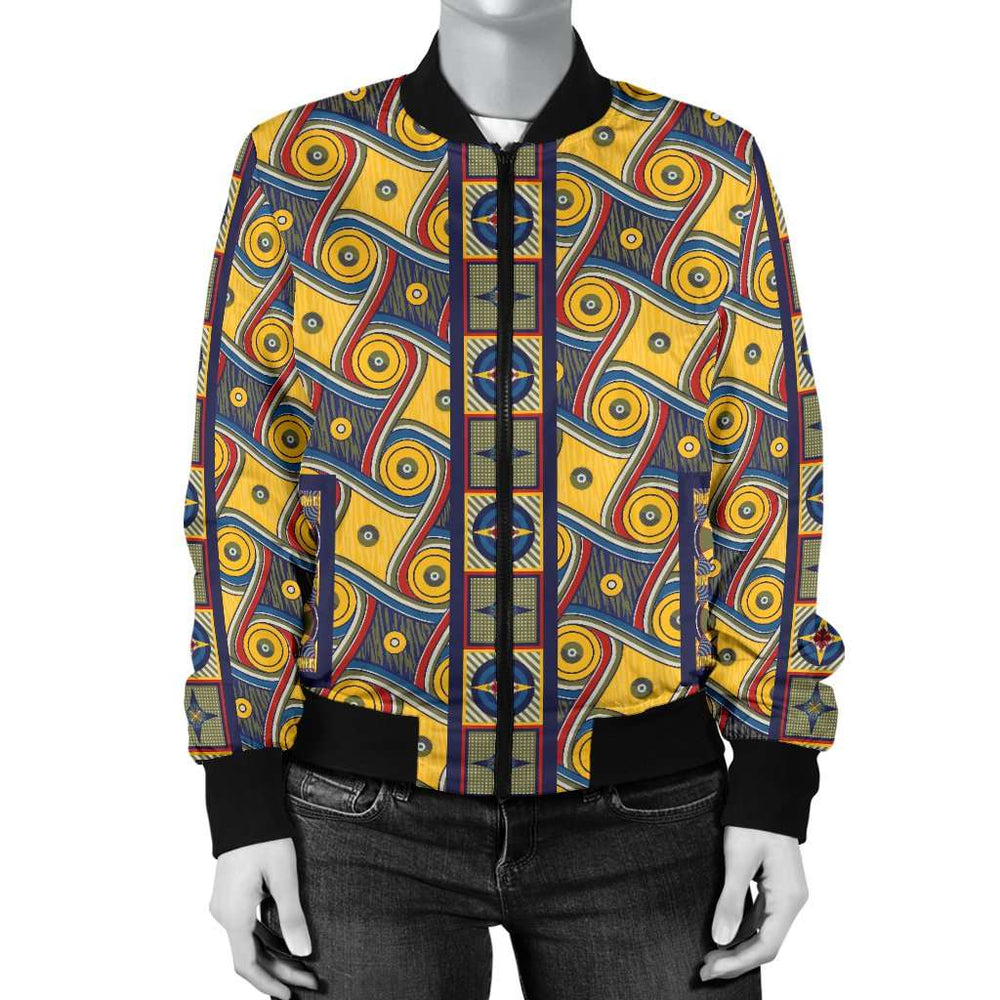 Designs by MyUtopia Shout Out:My Happy Place Gallifrey One Carpet Women's Bomber Jacket,S / Multi,Bomber Jacket