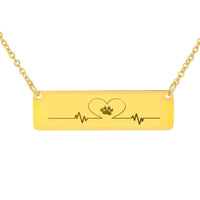 Load image into Gallery viewer, Designs by MyUtopia Shout Out:My Heart Beats Dog Love Engraved Horizontal Bar Necklace,18K Gold Over Stainless Steel Horizontal Bar Necklace / No,Necklace

