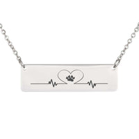 Load image into Gallery viewer, Designs by MyUtopia Shout Out:My Heart Beats Dog Love Engraved Horizontal Bar Necklace,Stainless Steel Horizontal Bar Necklace / No,Necklace
