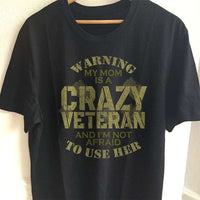 Load image into Gallery viewer, Designs by MyUtopia Shout Out:My Mom Is A Crazy Veteran Adult Unisex T-Shirt,S / Black,Adult Unisex T-Shirt
