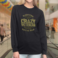 Load image into Gallery viewer, Designs by MyUtopia Shout Out:My Mom Is A Crazy Veteran Long Sleeve Ultra Cotton T-Shirt
