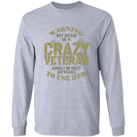 Load image into Gallery viewer, Designs by MyUtopia Shout Out:My Mom Is A Crazy Veteran Long Sleeve Ultra Cotton T-Shirt,Sport Grey / S,Long Sleeve T-Shirts
