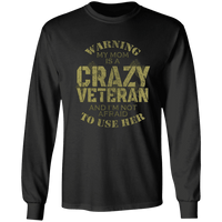 Load image into Gallery viewer, Designs by MyUtopia Shout Out:My Mom Is A Crazy Veteran Long Sleeve Ultra Cotton T-Shirt,Black / S,Long Sleeve T-Shirts
