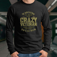 Load image into Gallery viewer, Designs by MyUtopia Shout Out:My Mom Is A Crazy Veteran Long Sleeve Ultra Cotton T-Shirt
